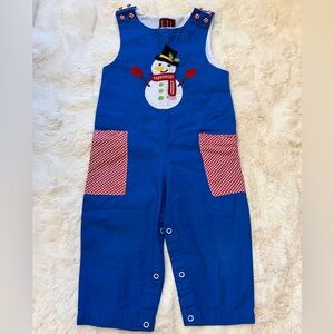 Lil Cactus Blue Snowman Baby Overalls